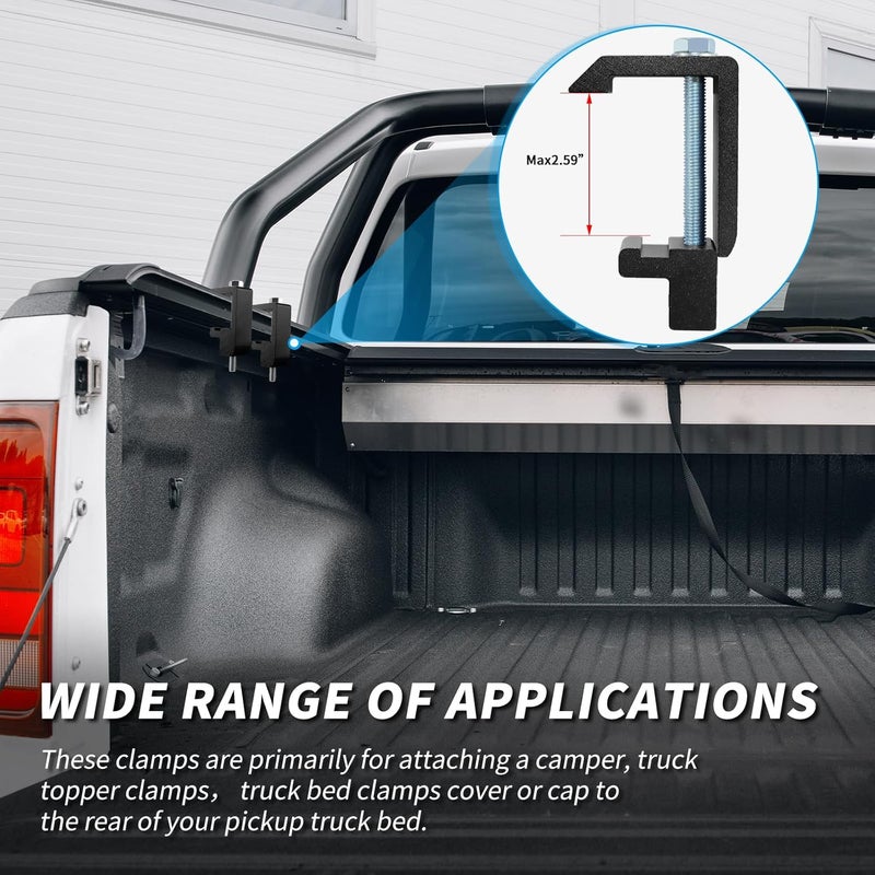 QYMOPAY Track System Mounting Clamps, Truck Topper Clamps,for Toyota,Tacoma,Tundra Truck Bed Cover -8PCS Black - Image 5
